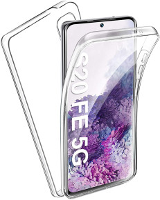 Луксозен ултра тънък Поли-Карбонов комплект предна и задна част със силиконова ТПУ рамка 360° Body Guard за Samsung Galaxy S20 FE G780F кристално прозрачен
